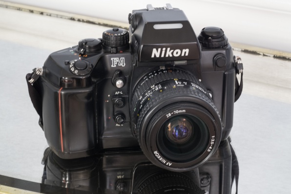 Nikon F4 with the MB-20 grip. The MB-20 grip is smaller than the MB-21, and was standard equipment in most of the world. In the US, the MD-21 was standard.
